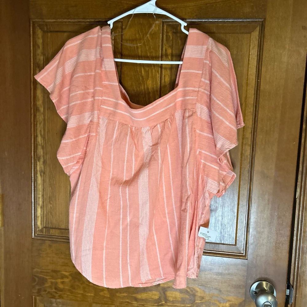 Sonoma Coral and White Striped Blouse